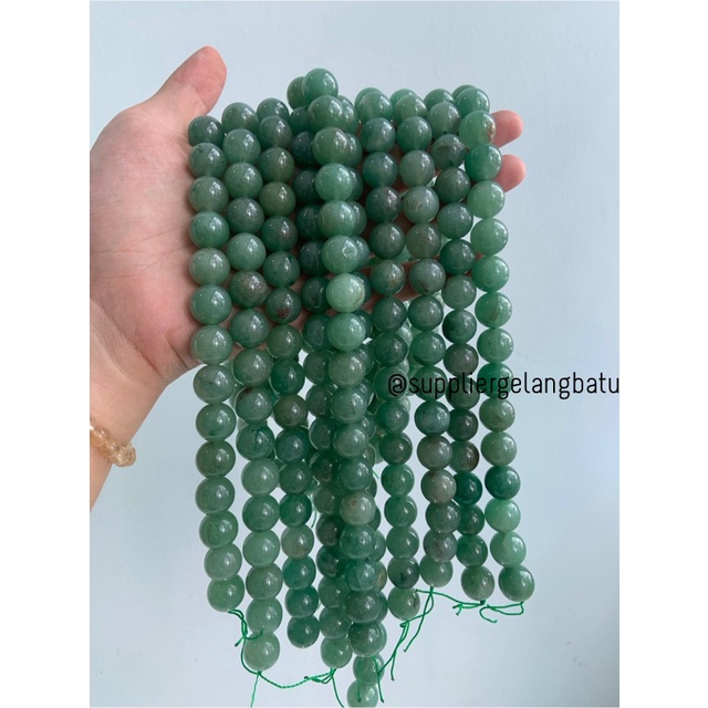 supplier bahan batu giok aventurine 14mm akik jade hijau natural craft