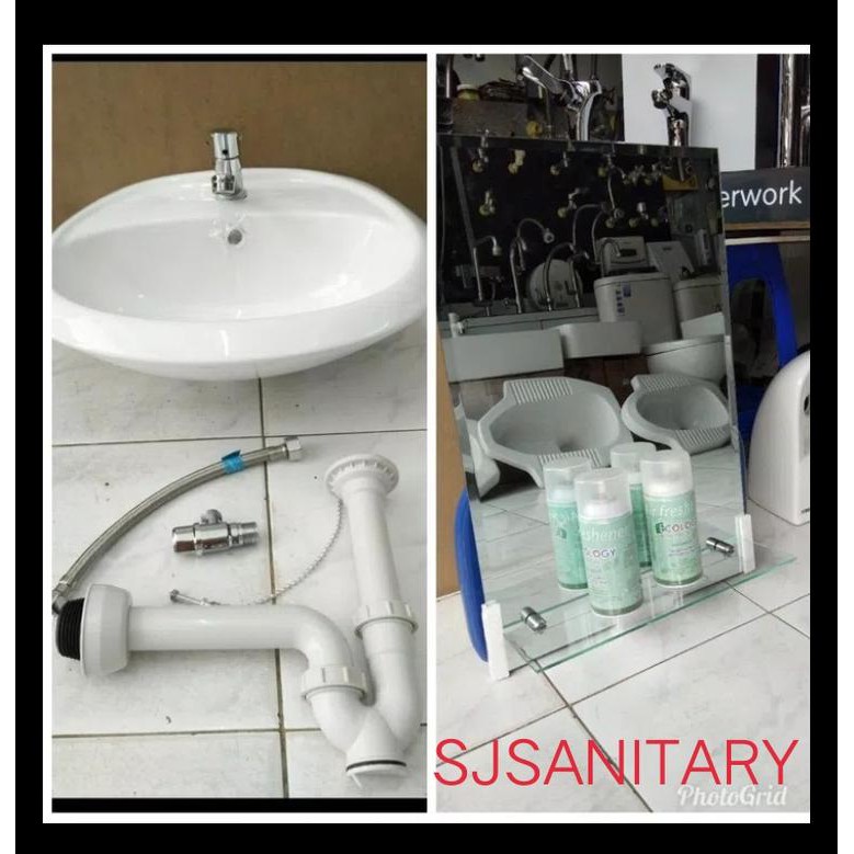 Paket Wastafel Set Komplit Dan Kaca