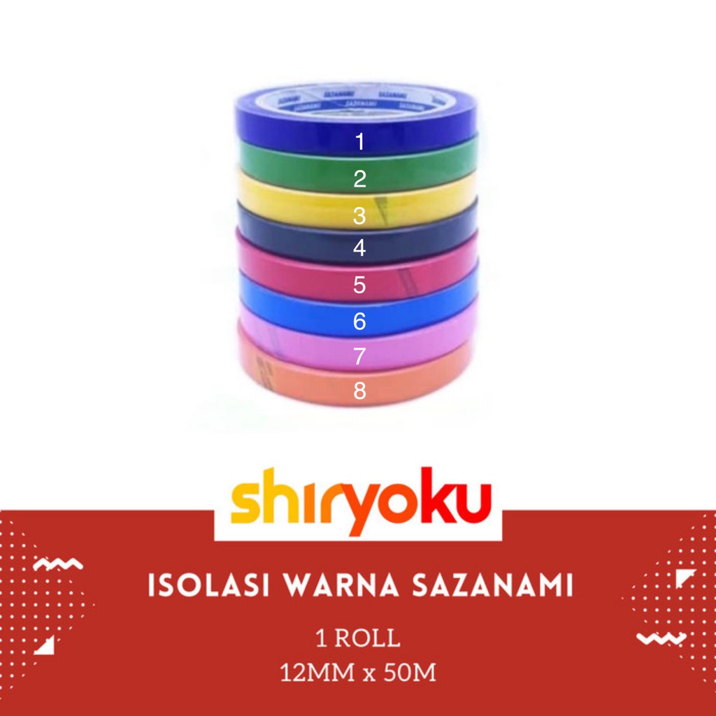 

Lakban isolasi warna 12mm x 50M sazanami selotip solatip warna