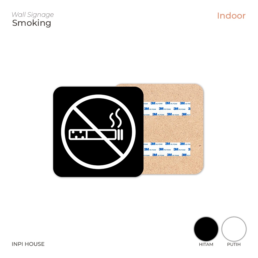 Papan Dilarang Merokok Kotak - Hitam Putih