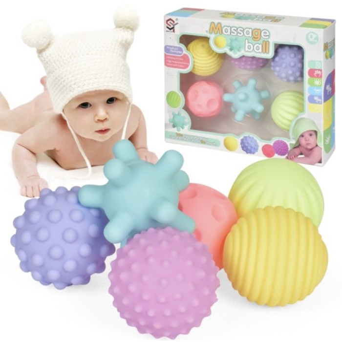 6PCS Sensory Balls With Box Baby Massage Bola Mainan Pijat Bayi Fidget