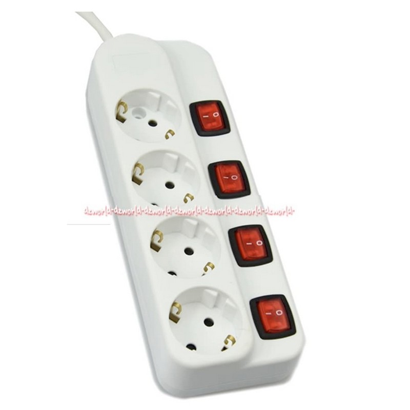 Krisbow Stop Kontak 4 Putih Colokan Kabel Socket Dengan Tombol On Off colok 4 Ekstensi Kabel Sambung Putih Dengan Stop Kontak Masing-Masing Colokan 4Lubang White Soket With Switch On Off