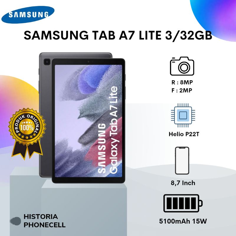 Samsung Galaxy Tab A7 Lite Ram 3/32Gb Baru Garansi Resmi