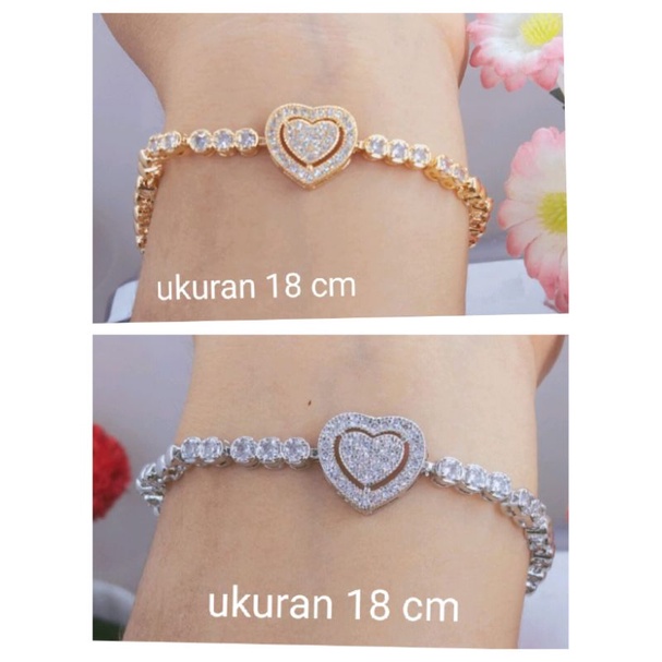 Nsdr08. Gelang xuping wanita lapis emas dgn mata zircon ukuran 18 cm