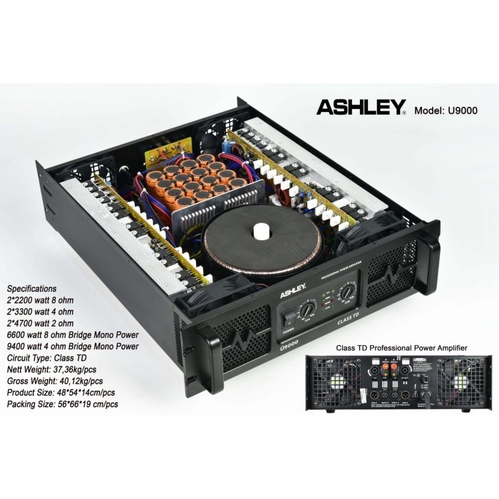 Power Ashley U9000 original U 9000 Amplifier 2 channel class TD murmer