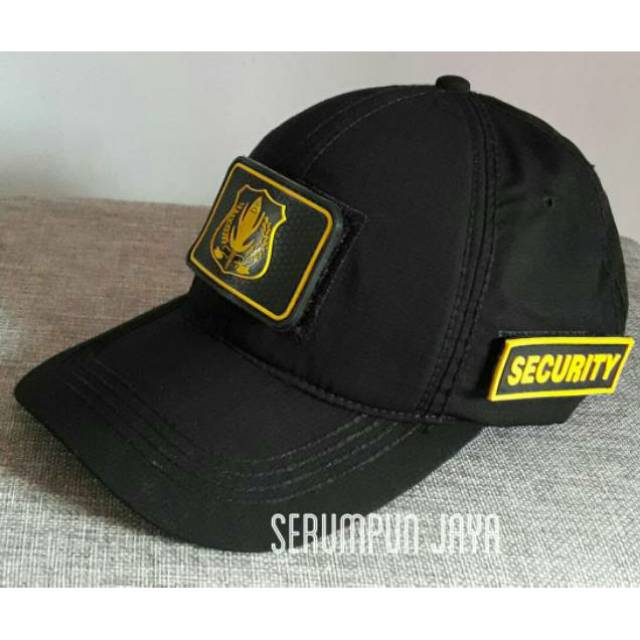 TOPI SECURITY LOGO KUNING - TOPI SECURITY LOGO KUNING 3PATCH VELCRO HITAM