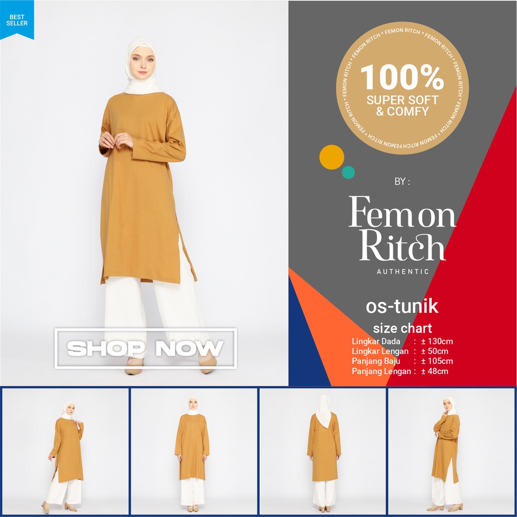 Kaos Wanita Lengan Panjang Jumbo ld 130 Tunik Comfy Femonritch