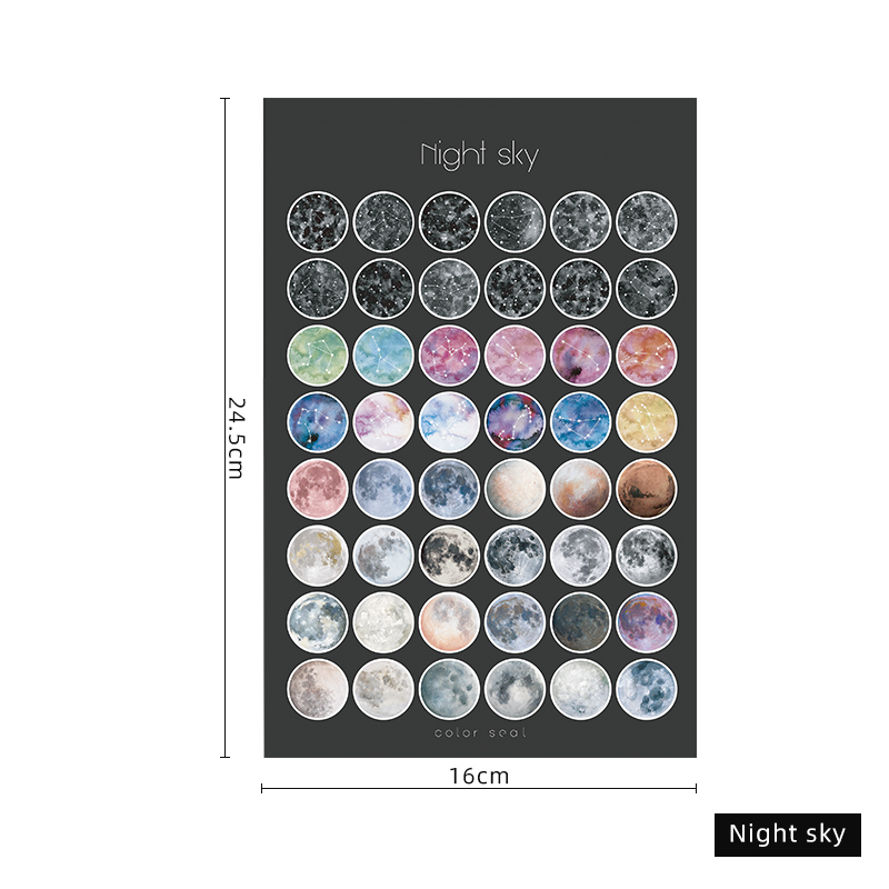 Multifunctional basic mark material sticker decoration DIY Morandi scrapbooking bullet journal postmark dot sticker-Night sky