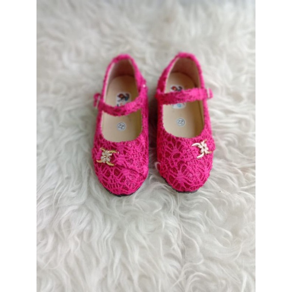 flatshoes anak perempuan brukat gesper pinggir size 22-25