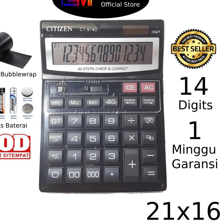 

BESAR Kalkulator Citizen 914D 14 digit - Kakulator Dagang / Kalkulator Check / Calculator Besar ,,