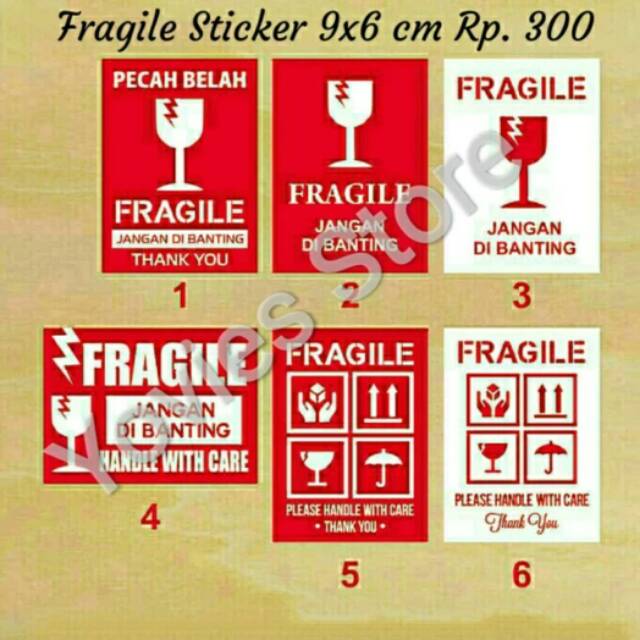 Stiker Fragile Jangan Di Banting Mudah Pecah Sarana Packing Onlineshop Lebih Aman Ukuran 9x6cm Shopee Indonesia