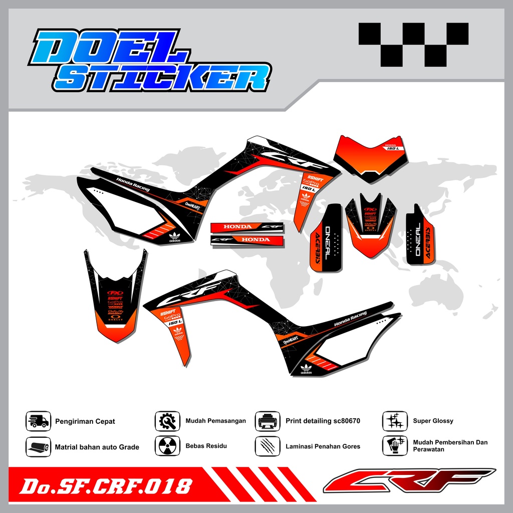 Sticker Striping Semifull CRF 150L List Variasi Hologram Pelangi,Crome Doel  018