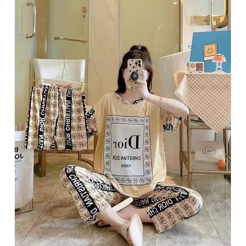 baju tidur / pakaian tidur /dewasa / baju tidur set 3in1 import bahan spandek / piyama