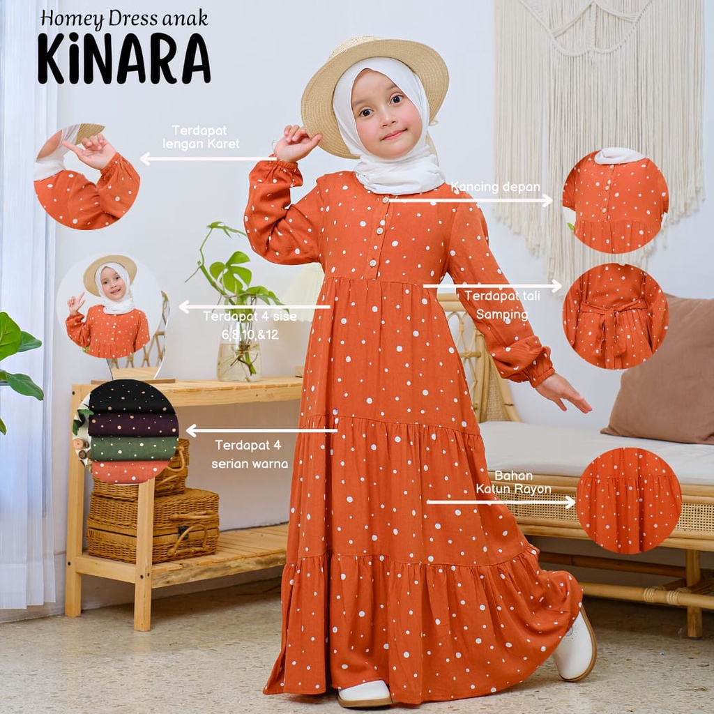 Terlaris-Busana Muslimah Anak-Homey Dress Polka Kids-Gamis Anak Bahan Katun Rayon Premium-Bisa COD