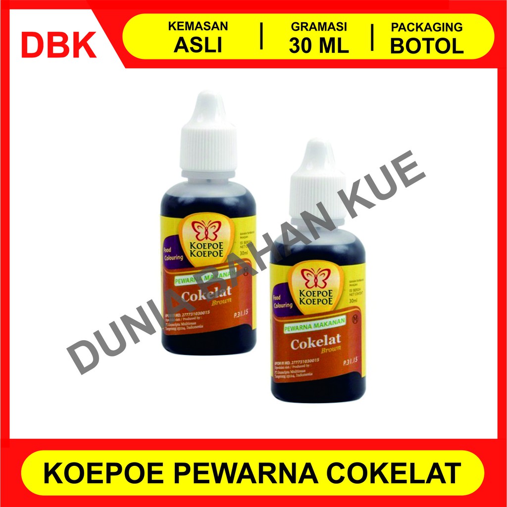 

PEWARNA MAKANAN MINUMAN KOEPOE KOEPOE KUPU KUPU 30 ML - COKELAT