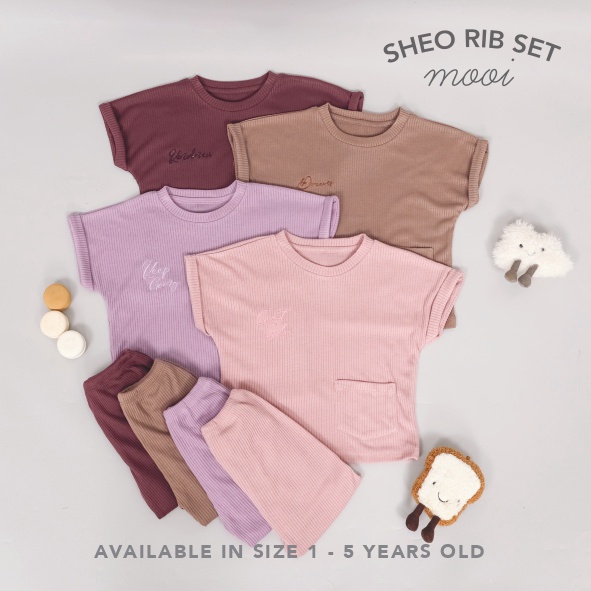 PROMO 7.7 PROMO BAJU LEBARAN MURAH MOOI SHEO RIB SET SETELAN ANAK BAJU PENDEK CELANA PANJANG PAKAIAN ANAK 1 - 5 TAHUN