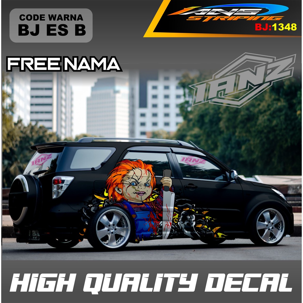 DECAL STICKER MOBIL TERIOS MOTIF CHUKKY / STIKER MOBIL AVANZA XENIA INNOVA PAJERO DLL