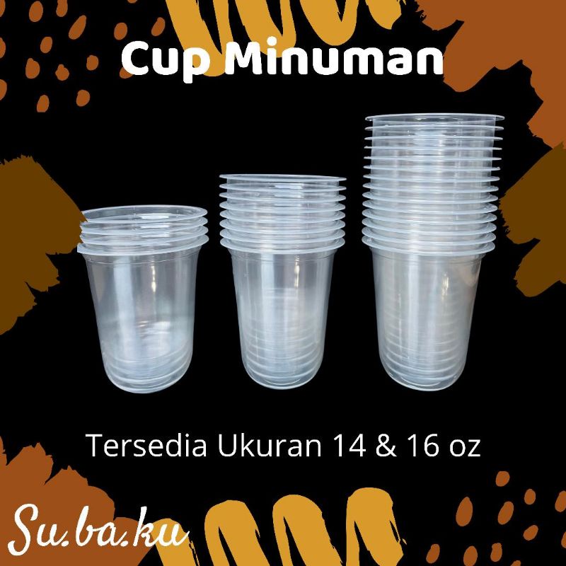 

Cup minumam plastik tebal oval 14/16oz