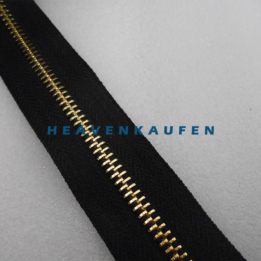 Resleting Zipper Amco Type Gigi Besi No 5 Hitam - Gold Emas Harga Per Meter