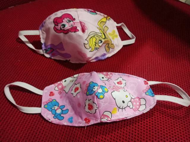 Masker karakter anak lucu bahan katun nyaman dipakai