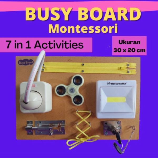 

MAINAN MONTESSORI MONTESORI EDUKASI ANAK BAYI BUSY BOARD MOTORIK Diskon