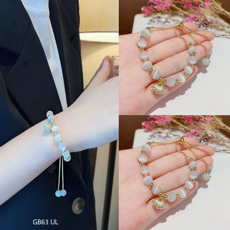 GELANG MUTIARA KOREA MANIK-MANIK WARNA WARNI - GELANG WANITA XUPING- GELANG SERUT KOREA RHODIUM CANT