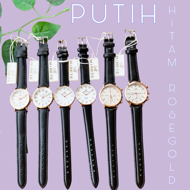 Jam Tangan Mirete Hitam Rosegold Putih Unisex