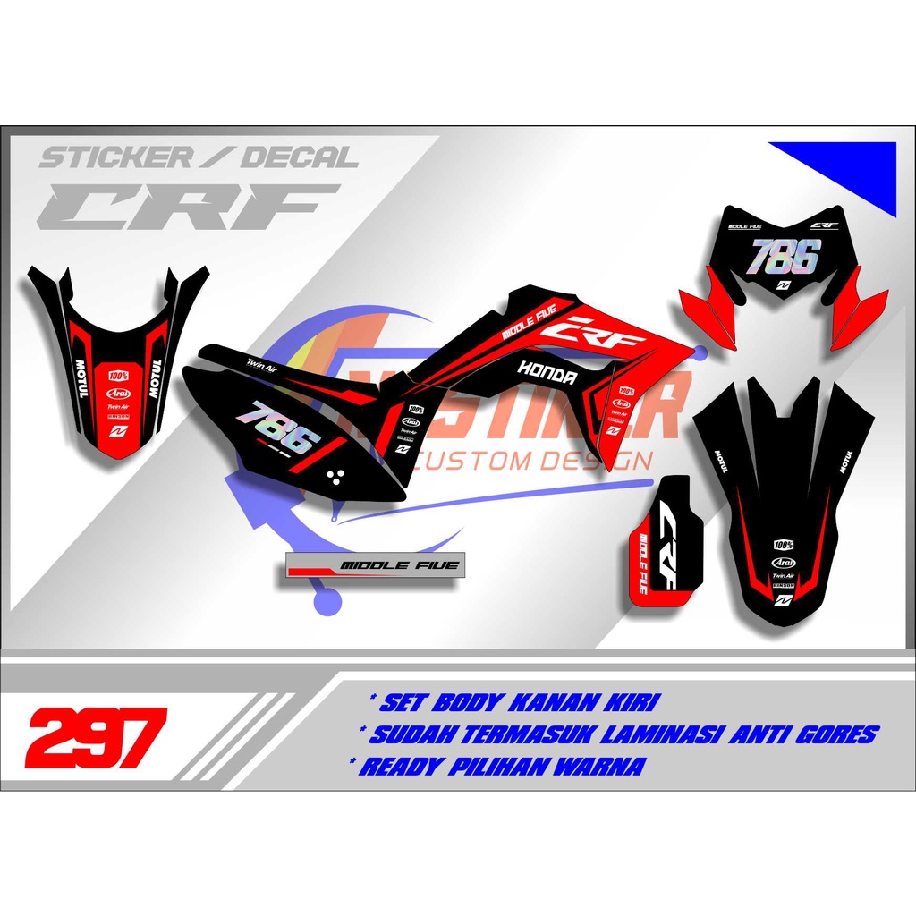 DECAL STIKER CRF KLX WR KOMBINASI HOLOGRAM BEBAS DESAIN