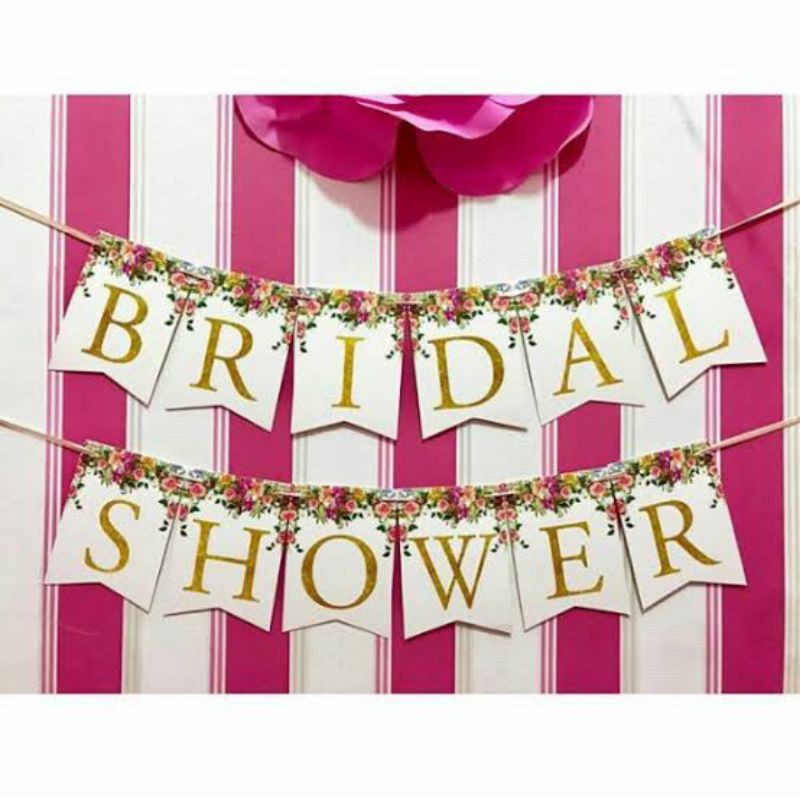 banner party flag bridal shower dekorasi pesta party decoration bunting flag tulisan