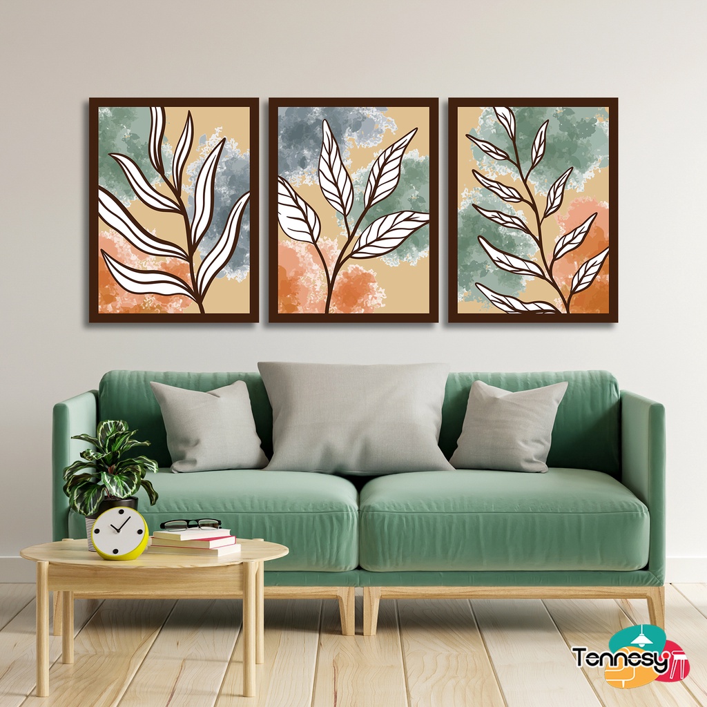 TENNESY HIASAN DINDING WALL DECOR DAUN TROPICAL ABSTRAK 15X20 CMPAJANGAN POSTER DEKORASI DINDING KAMAR RUMAH