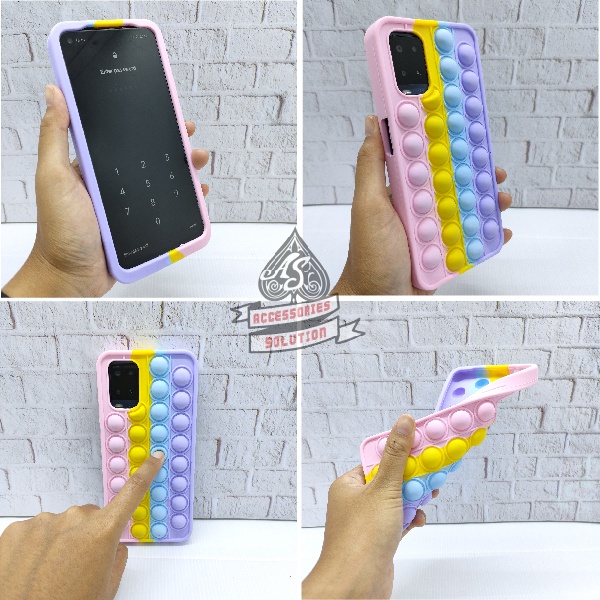 SILICONE CASE POP IT REDMI 9  - CASE PENGHILANG STRESS PUSH IT BUBBLE CASE RAINBOW