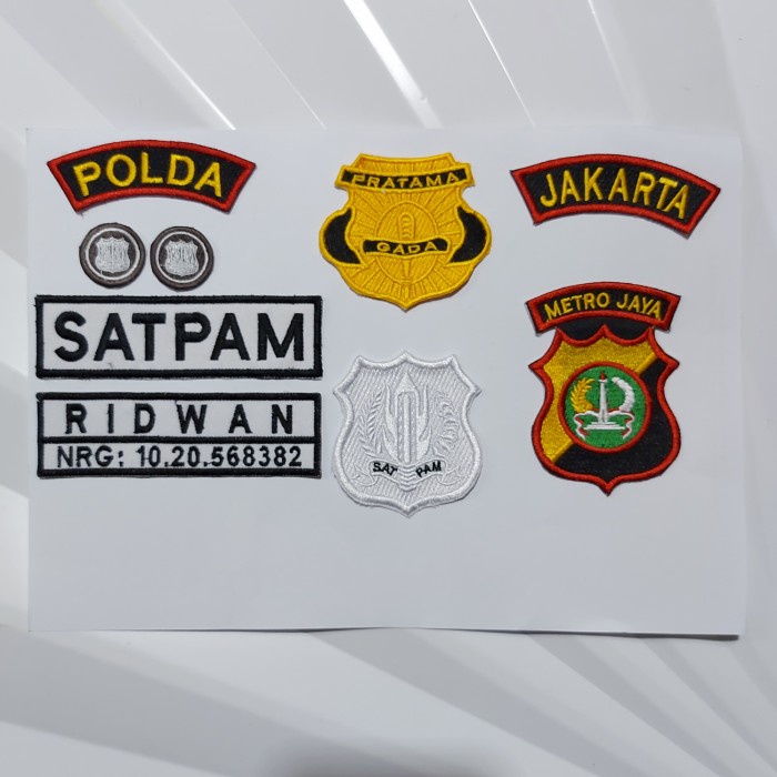 TERMURAH- Atribut satpam BORDIR lengkap - TANPA NAMA
