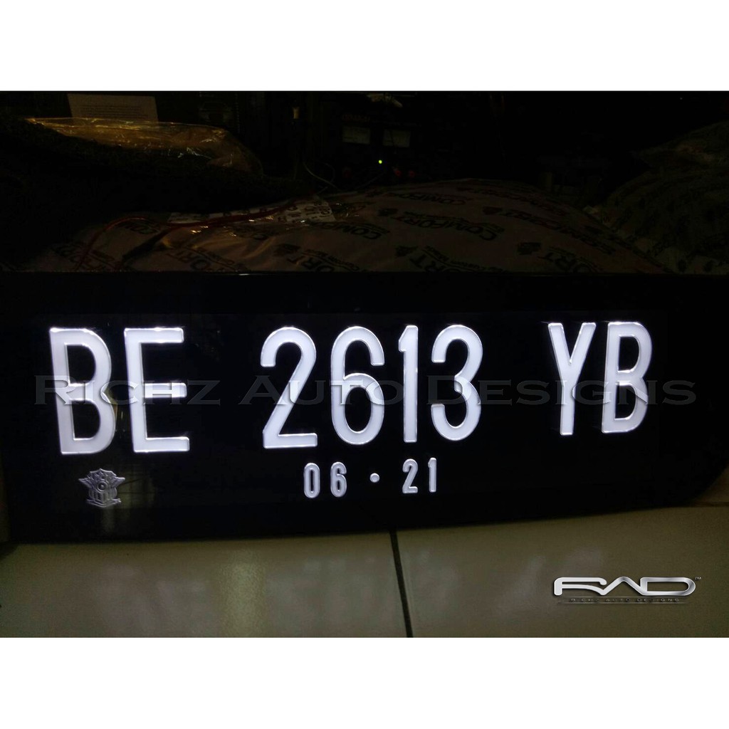 Custom Plat Nomor Mobil Akrilik LED Grafir Crystal - Model Nyala Mewah - Jazz RS 2012