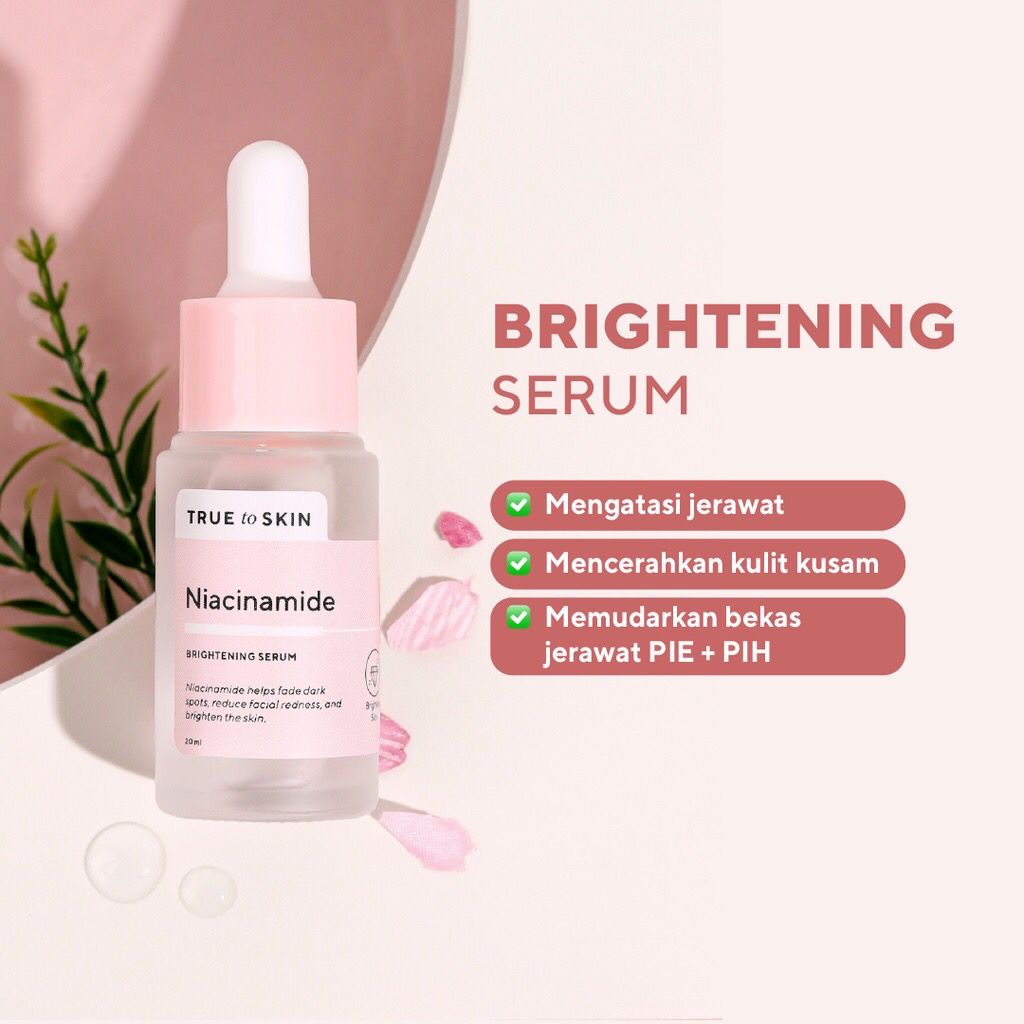 TRUE TO SKIN - Niacinamide 10% + Zinc 1% + Allantoin Brightening Serum - Mencerahkan, Mengatasi Jerawat dan Bekas Jerawat, Bruntusan,