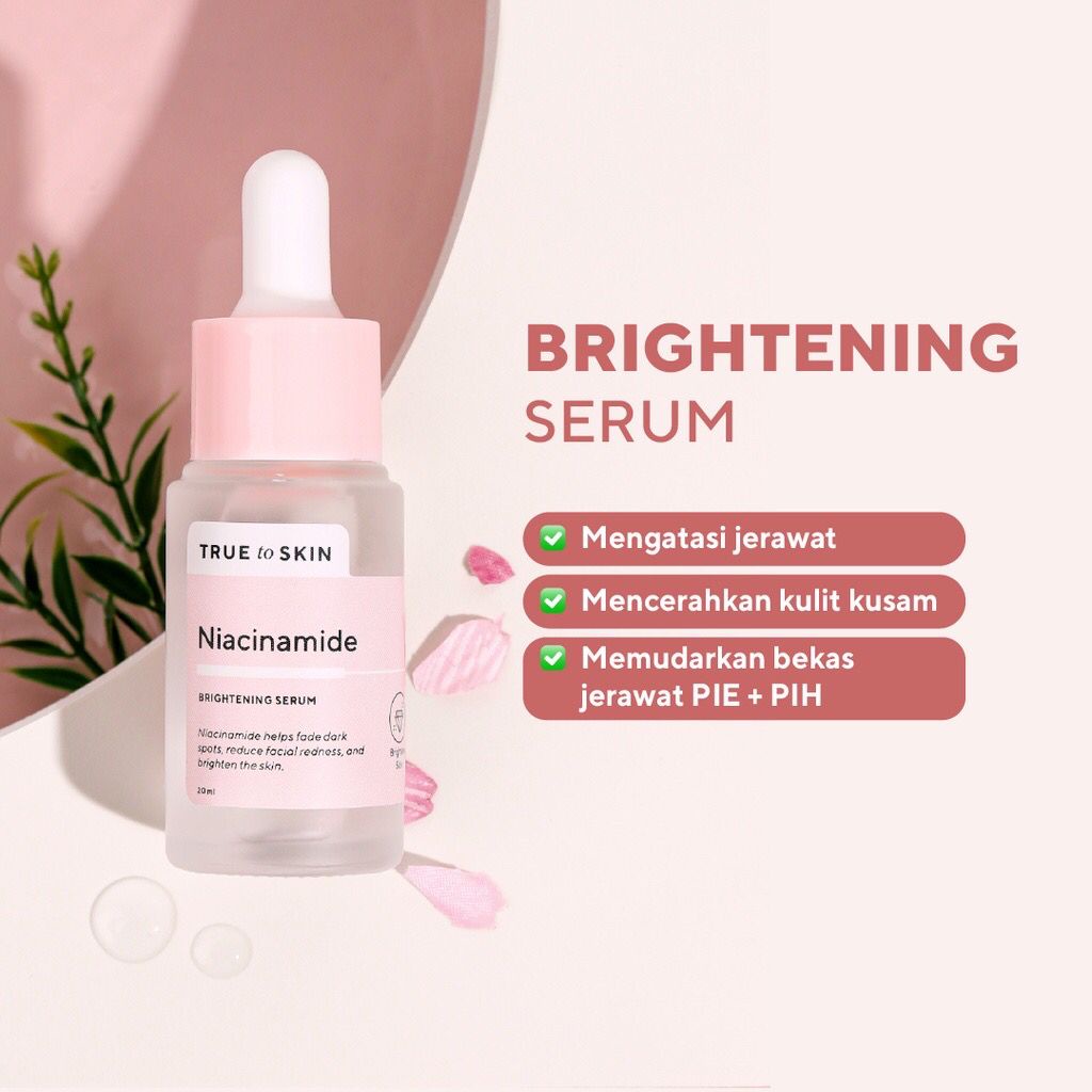 TRUE TO SKIN - Niacinamide 10% + Zinc 1% + Allantoin Brightening Serum - Mencerahkan, Mengatasi Jerawat dan Bekas Jerawat, Bruntusan,