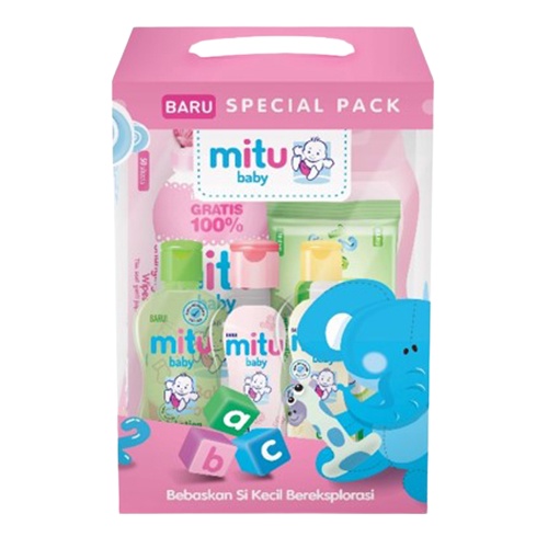 Mitu Baby Gift Set Box - Perlengkapan Sabun Mandi Bayi Isi 7in1-pink