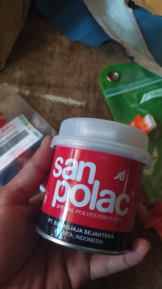 Dempul Sanpolac 250 Gr / Dempul Plastik 1/4 Kg Dempul Kayu Besi Mobil Motor Dengan Hardener