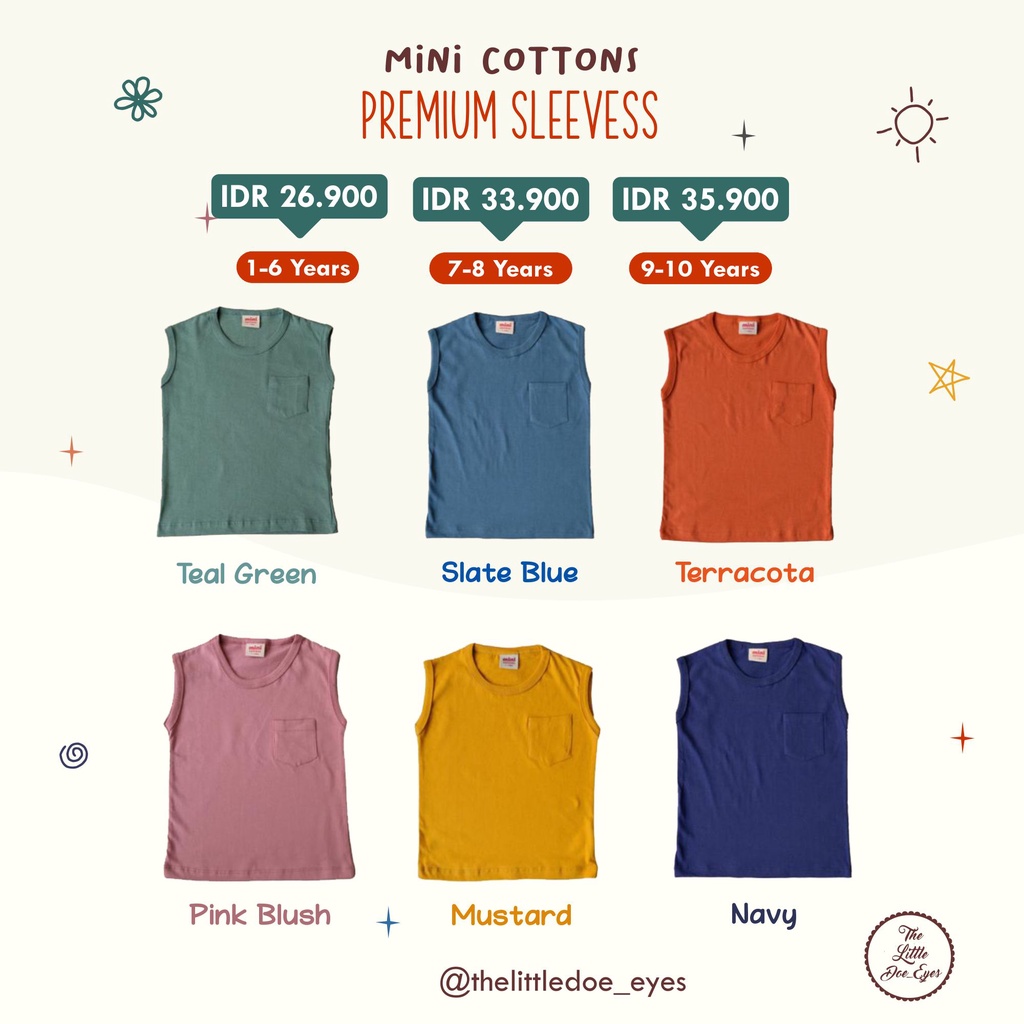 MINI COTTONS Premium Sleeveless Kaos Kutung Tanktop Anak