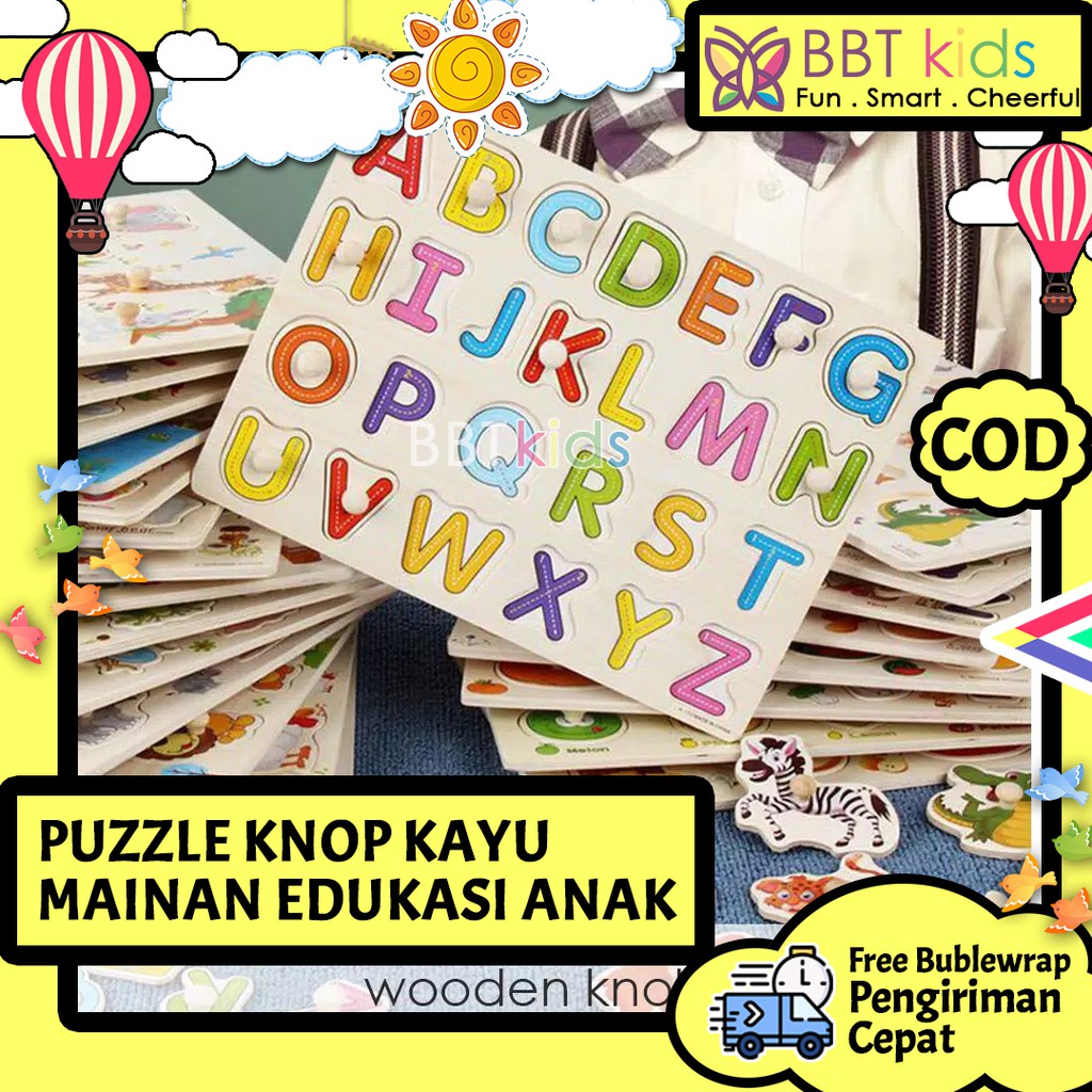 PUZZLE KNOP KAYU MAINAN EDUKASI ANAK JIGSAW