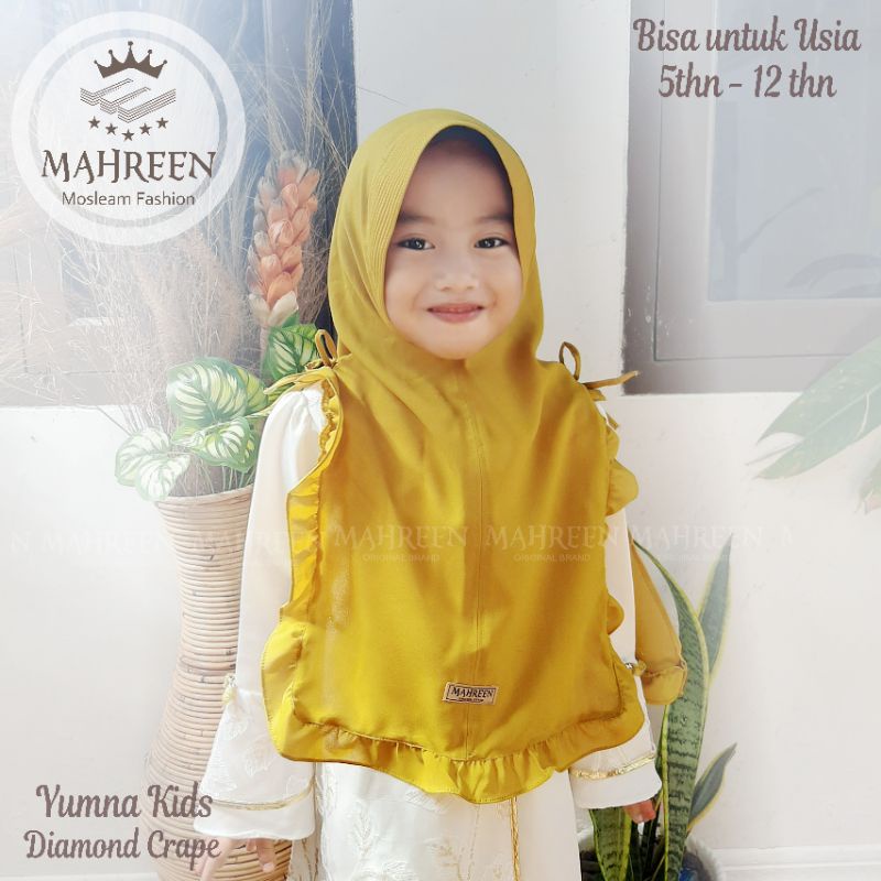 Bergo Yumna kids ORI MAHREEN hijab anak kekinian terlaris terhitz diamond crape SD TK tanggung