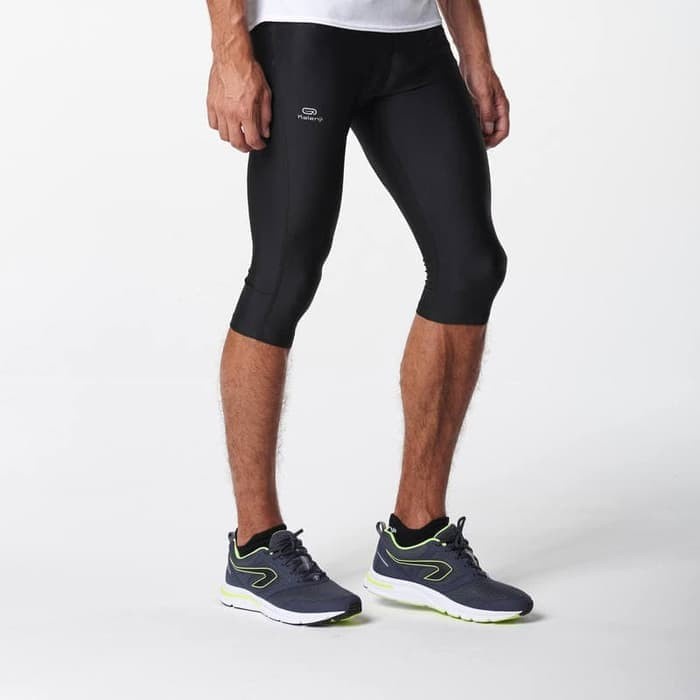 PRIA-LARI-CELANA- KALENJI CELANA 3/4 KETAT PRIA CELANA GYM LARI OLAHRAGA ORIGINAL - HITAM, XS