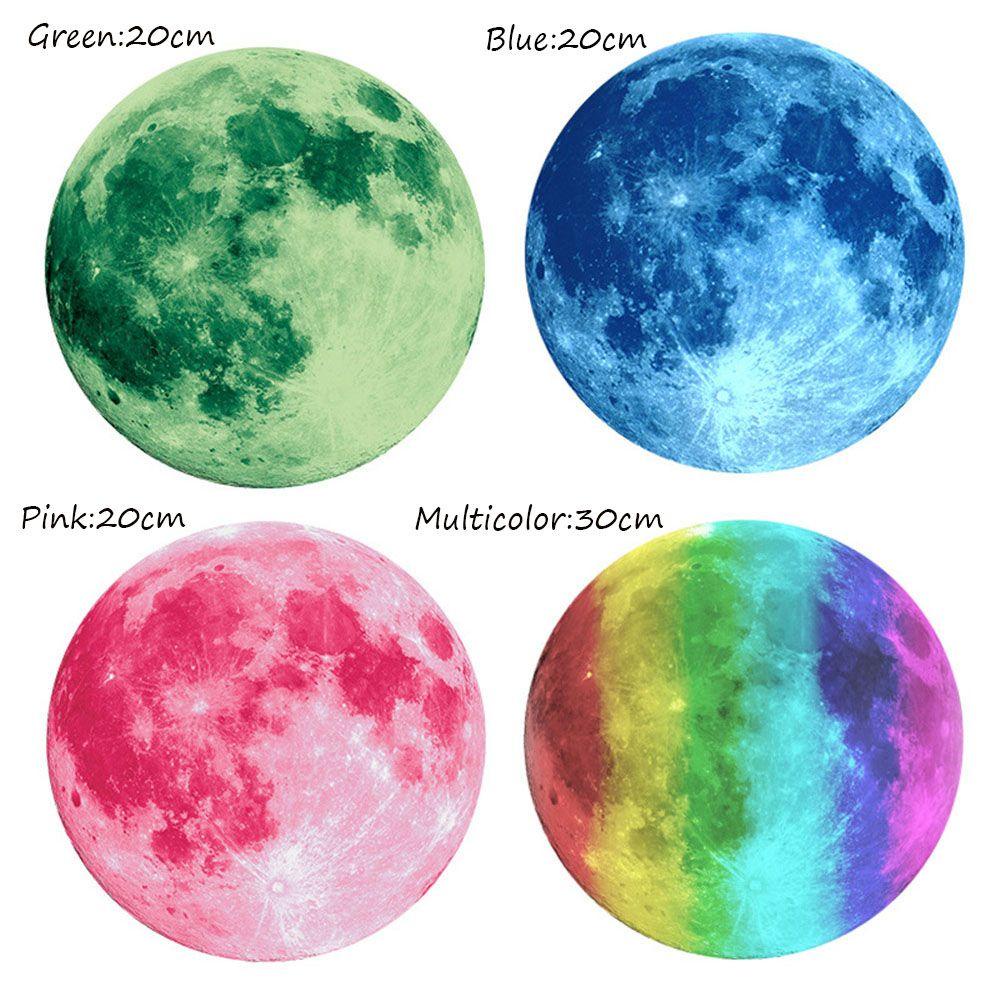 Suyo Stiker Dinding Luminous Moon 3d Untuk Kamar Anak Kamar Tidur20/30cm PVC Dekorasi Rumah