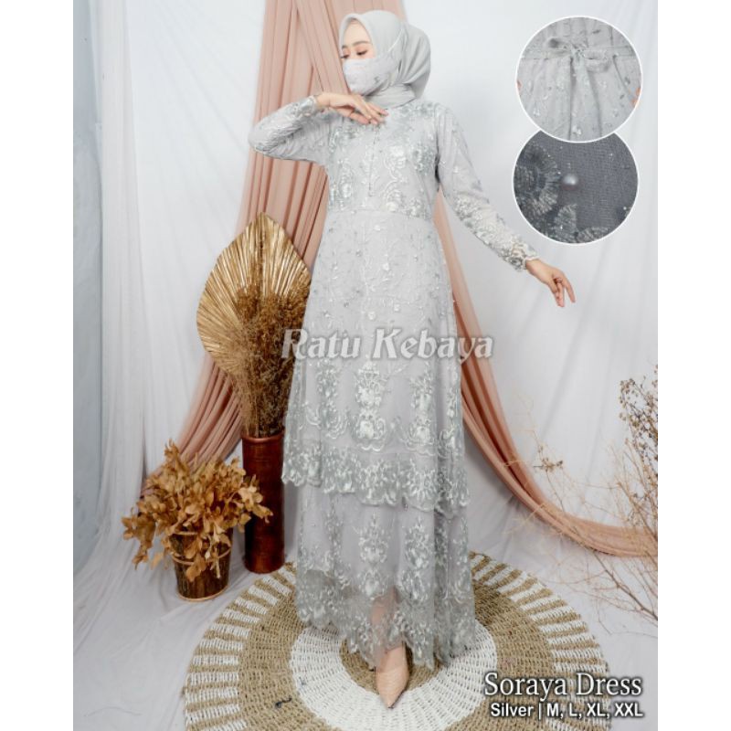 GAMIS TULLE TINGKAT BUSUI / KEBAYA TULLE / BAJU PESTA MODERN / GAMIS BUSUI/GAMIS KONDANGAN/GAMIS TERBARU/GAMIS TULLE/GAMIS TULLE TINGKAT /GAMIS