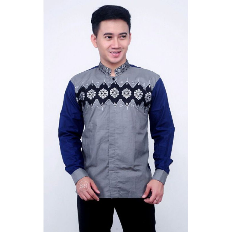 Kemeja Batik kombinasi - Baju Batik Kombinasi pria keren