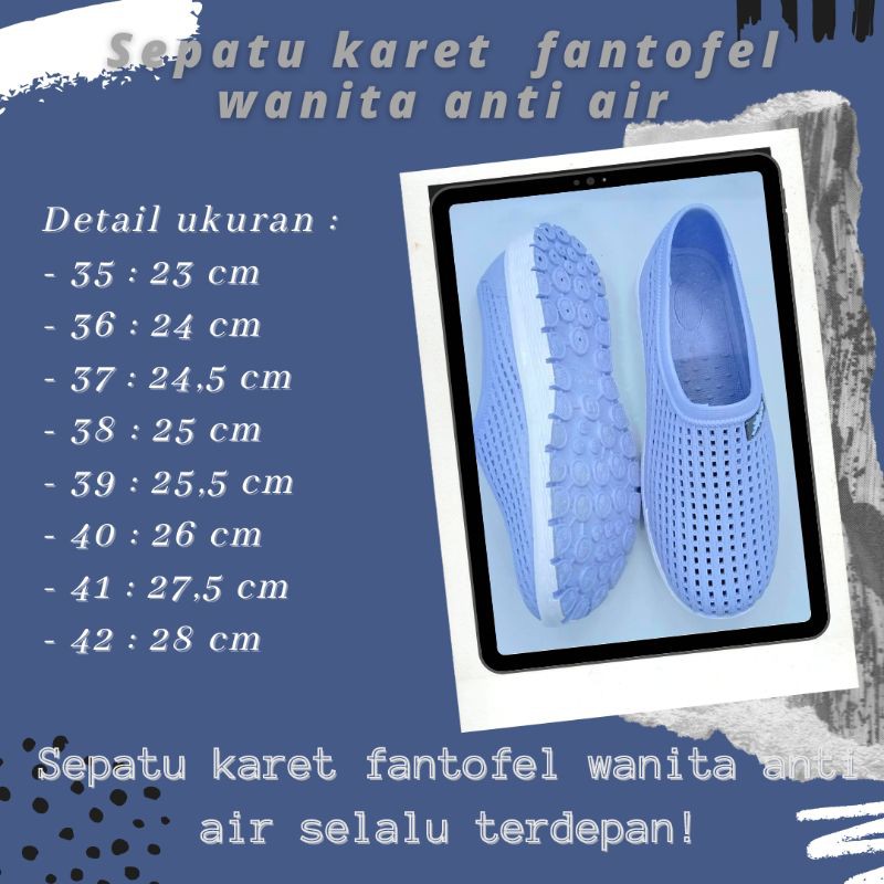 Sepatu karet fantofel wanita anti air