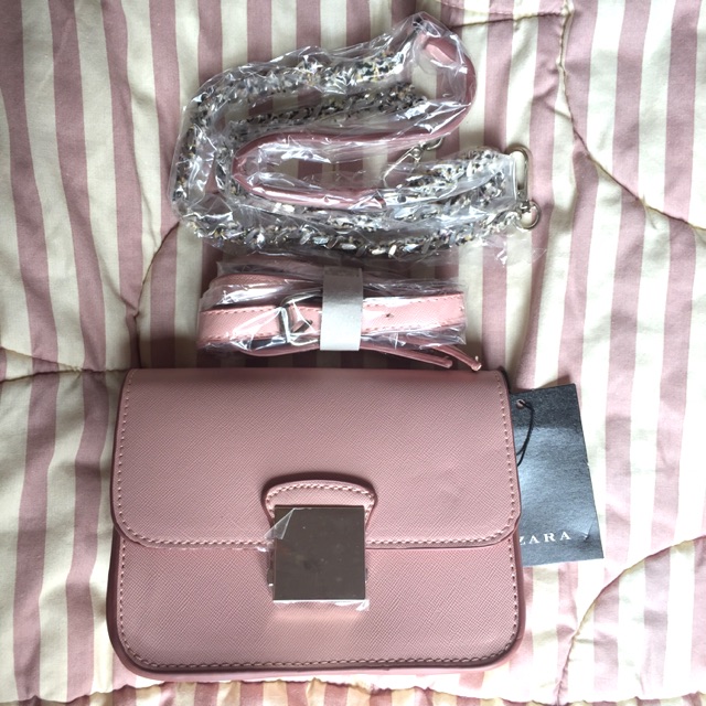ZARA Sling Bag Double Strap Pink Original
