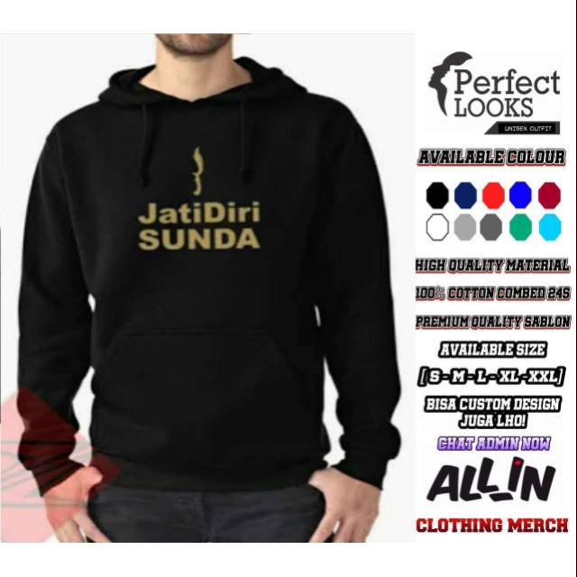 JAKET HOODIE SWEATER SUNDA JATI DIRI SUNDA SAKECLAK KESANG BAPAK WARNA HITAM BERKUALITAS