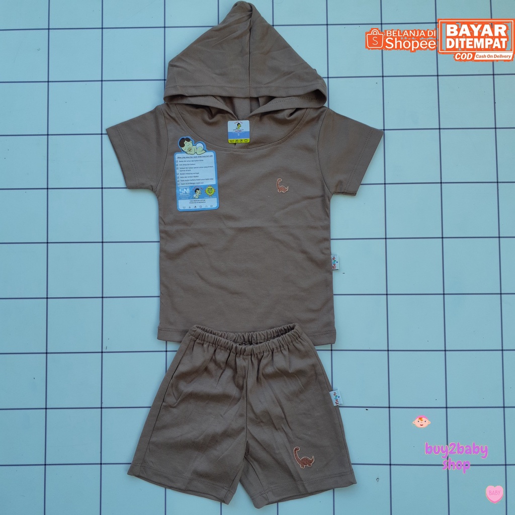 Baju Bayi Setelan Hoodie Pendek Bahan Premium BABYHAI Brown Series 1 PCS