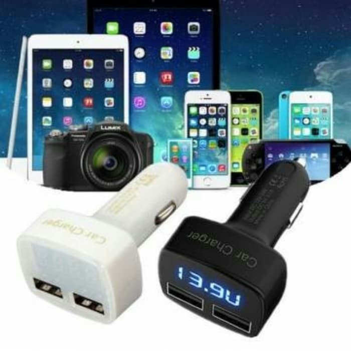 USB CAR CHARGER 4 IN 1 WITH LED - CAS MOBIL BERKUALITAS