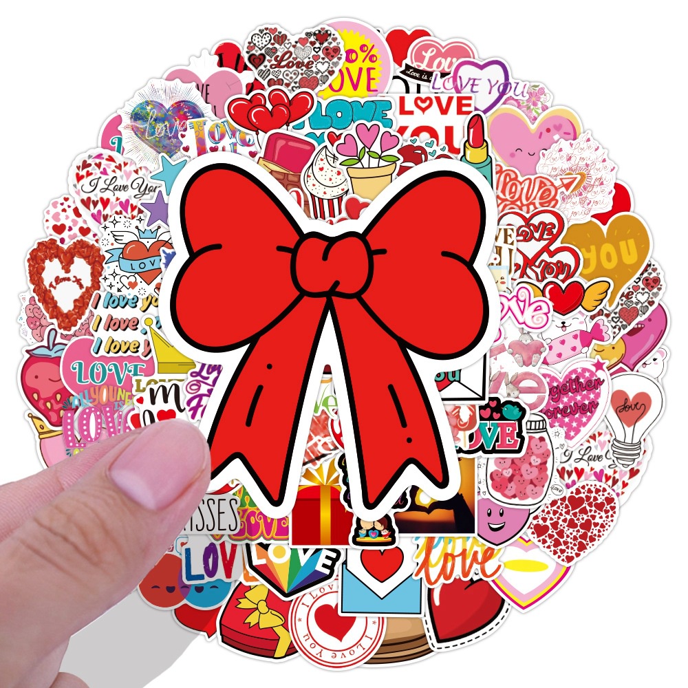 50 buah koper Hari Valentine cinta stiker lucu kartun kreativitas Jurnal bahan termos Piala stiker k